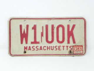 Vintage 1981 Amateur Ham Radio Ma Red Bolt Special License Plate Call Sign W1uok