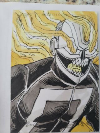 2018 Marvel Masterpieces Sketch Ghost Rider By Jerry Bennett