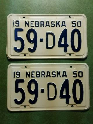 Rare 1950 Pair Nebraska Dealer License Plate Sarpy County Low No.