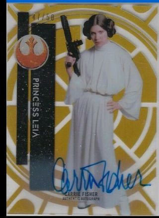 Topps Star Wars High Tek Carrie Fisher Autograph Card Auto Gold Parallel /50