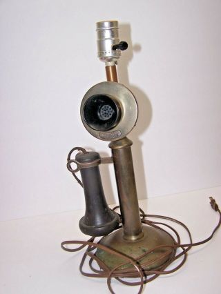 Vintage American Tel & Tel Co Model 323 Candlestick Telephone As Lamp