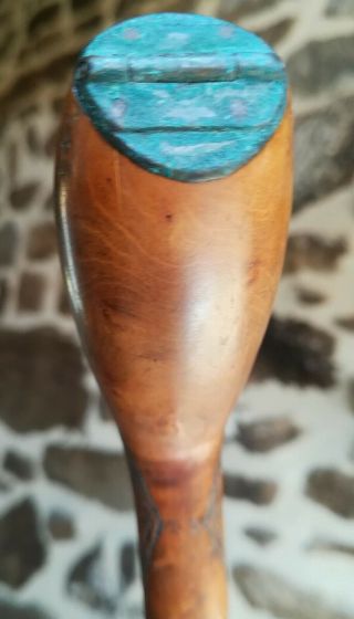 18th Dutch fruit wood clay pipe carved case with copper fixtures. 7