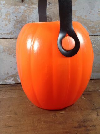 Vintage HTF Plastic Oblong Blow Mold JOL Pumpkin Halloween Candy Treat Bucket 7