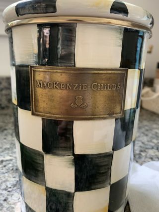 MacKenzie Childs Courtly Check Large Canister Enamelware 2