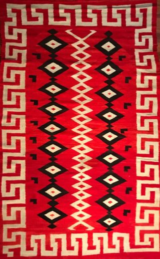 Superlative Navajo Transitional Blanket,  Incredible Orange - Red,  C1885