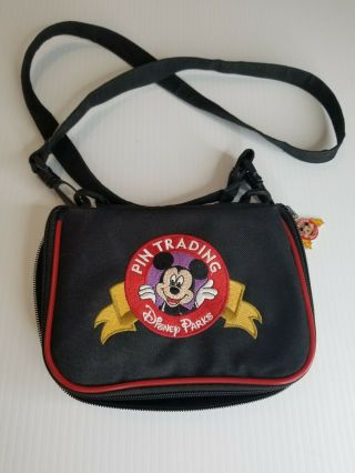 Disney Parks Small Pin Trading Bag Collecting Case Pouch Black Mickey Mouse