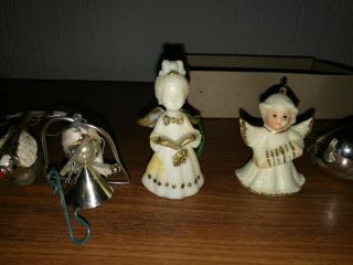 TESLA Vtg XMAS Antique Ornaments Blown Glass Angel Bird Stork Heron Santa Claus 5