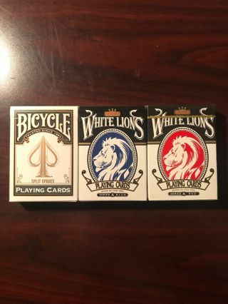 White Lion Playing Card David Blaine Series A Red Blue Prototype Split Spades