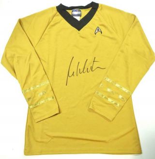 William Shatner Signed Star Trek Captain Kirk Enterprise Gold Shirt - Jsa W Auth
