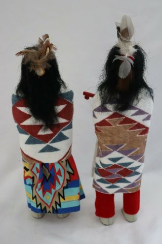 Iron Horse Wildflower Native American Indian Carved Wood Dolls Signed Marked Vtg 5