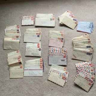 200,  Vintage Antique Handwritten Letters Stamped Envelopes 40s - 60s Signal Corps