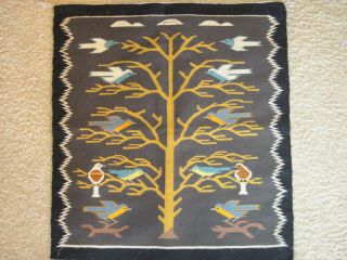 Stunning Navajo Tree Of Life Pictorial (12 Birds) Textile W Tag - Investment Qua