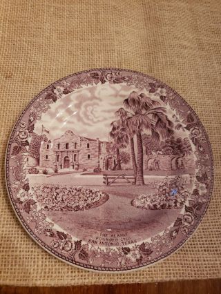Antique Mulberry Alamo Collectors Plate Old English Staffordshire Cradle Texas