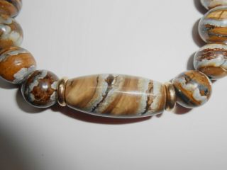 Fossil Woolly Mammoth TOOTH！handmade ROUND BEAD ELASTIC BAND BRACELET 4