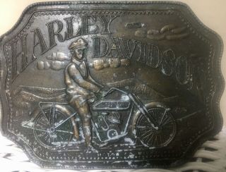 Harley Davidson Vintage Brass Belt Buckle - Lewis Buckles Chicago