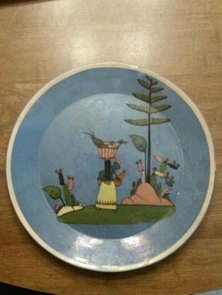 Vintage Hand Painted Clay Plate Made In Mexico