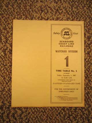 Scl Seaboard Coast Line Railroad,  Waycross Div.  Employee Timetable No.  1,  1967