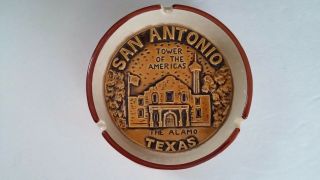 The Alamo Tower Of The Americas San Antonio Ashtray - Vintage Texas Souvenir