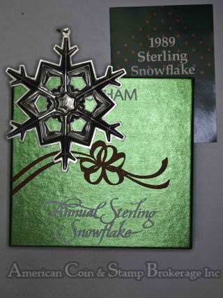 1989 Gorham Vintage Sterling Silver.  925 & Gold Christmas Ornament Snowflake