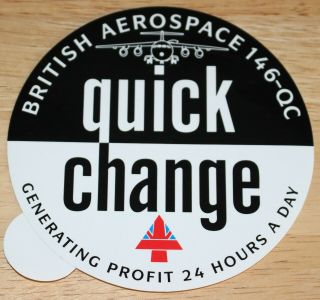 Old British Aerospace 146 - Qc Quick Change Airliner Sticker