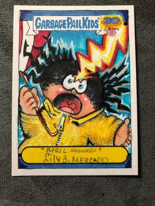 Garbage Pail Kids Sketch Card Art Auto Lily Os 1 30th Anniversary