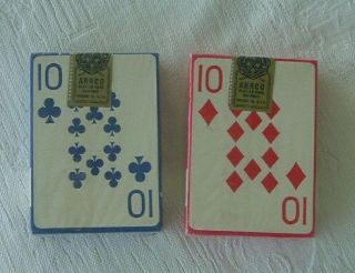 2 Decks Vintage Arrco Giant Face No 7 Poker Plastic Coated Playing Cards 2