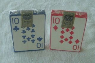 2 Decks Vintage Arrco Giant Face No 7 Poker Plastic Coated Playing Cards 5