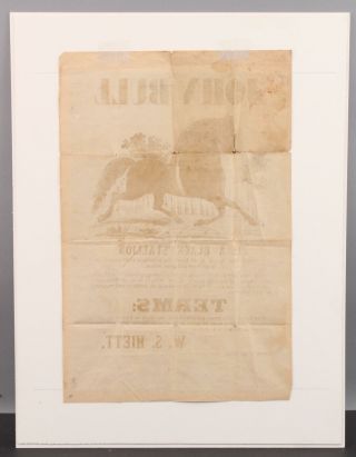 19thC Antique JOHN BULL Black Stallion Horse,  Stud Service,  Broadside Poster NR 10