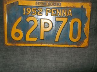 Antique Pennsylvania 1952 License Plate