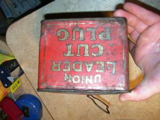 Antique Union Leader Cut Plug Lunch Box Tobacco Tin 2