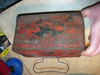 Antique Union Leader Cut Plug Lunch Box Tobacco Tin 3