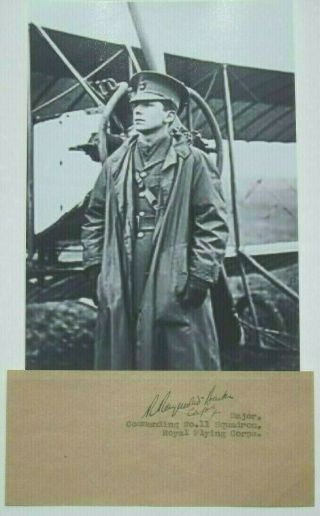 Major Richard Barker Royal Flying Corp Ace Ww I Killed By Red Baron Autograph