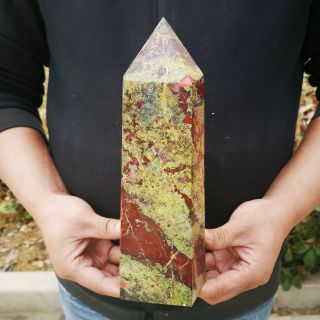 Natural Dragon Blood Stone Obelisk Quartz Crystal Healing Reiki Wand Tower Point