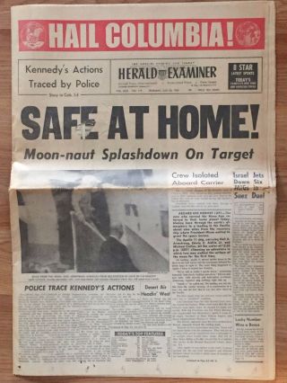 1969 " Apollo 11 Crew Safe At Home " Los Angeles Newspaper