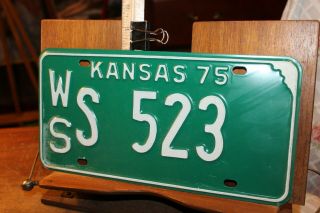 1975 Kansas License Plate Washington County Ws S 523 Low Digit Number