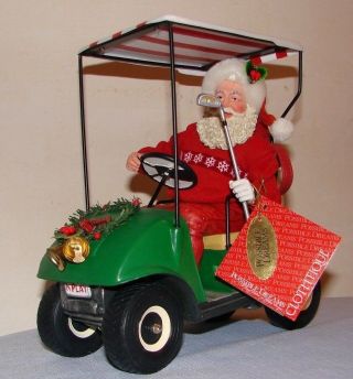 Possible Dreams Fairway Traffic Santa On Golf Cart W/ Minature Elf On Cart