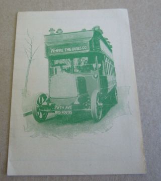 Old 1924 Fifth Avenue Coach Co - Bus Brochure / Map - York City