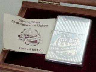 Vintage Zippo 60th Annv.  Commemorative Sterling Silver Employee Lighter