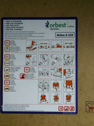 Orbest Orizonia Airlines Airbus A320 Rev.  2 May 2011 Safety Card
