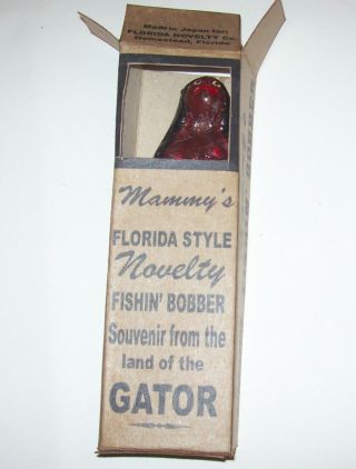 Vintage Black Americana Novelty Souvenir Of Florida Mama & Gator Fishing Bobber