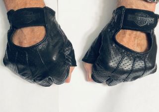 Vintage Harley Davidson Fingerless Motorcycle Gloves,  Xl