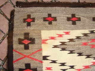 Antique Navajo Runner Rug Large 124x53 Native American Shabby Chic Cabin Weaving 3