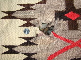 Antique Navajo Runner Rug Large 124x53 Native American Shabby Chic Cabin Weaving 4