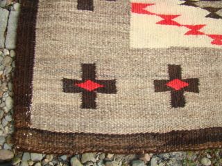 Antique Navajo Runner Rug Large 124x53 Native American Shabby Chic Cabin Weaving 8