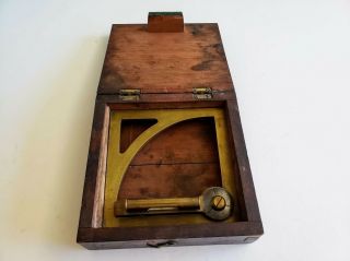 Antique Brass Protractor With Level In Wood Box Engineering Surveyor Tool