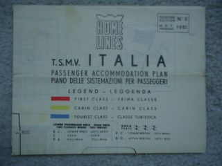 Home Line - Mv Italia - Deck Plan - 1951