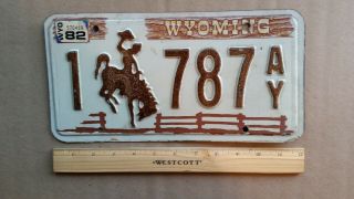 License Plate,  Wyoming,  1982,  1 Bucking Bronco 787 Ay