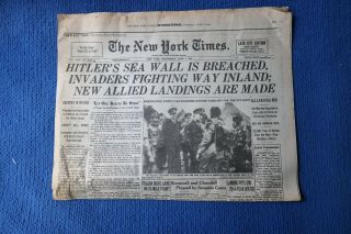 Vintage The York Times International Newspaper June 7 1944