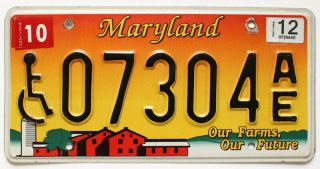 Maryland 2012 Our Farms,  Our Future Handicapped Specialty Farm License Plate
