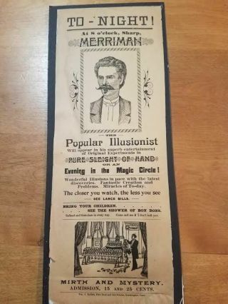 Merriman Magician Broadside The Popular Illusionist